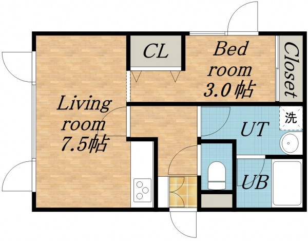 日本全国の家具家電付き賃貸「北海道札幌市北区 1DK 102」メイン画像