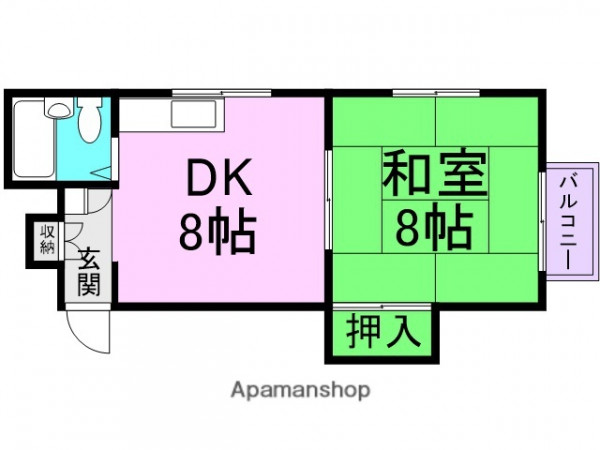 兵庫県西宮市の家具家電付き賃貸「兵庫県西宮市 1DK 203」メイン画像