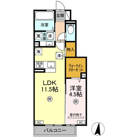 熊本駅（鹿児島本線）の家具家電付き賃貸「熊本県熊本市中央区 1LDK A102」メイン画像