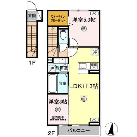 熊本駅（鹿児島本線）の家具家電付き賃貸「熊本県熊本市中央区 2LDK A206」メイン画像